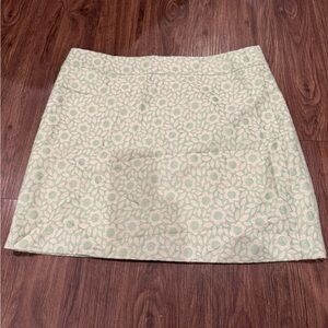 LOFT Cream & Mint Floral Jacquard Mini Skirt size 14p